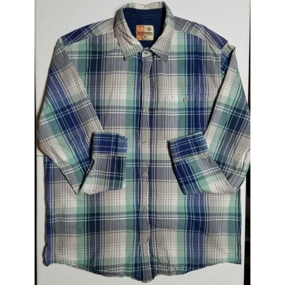 Ruff Hewn Long Sleeve Button Up Plaid Cotton Casual Shirt Men's Size Medium - Picture 1 of 8
